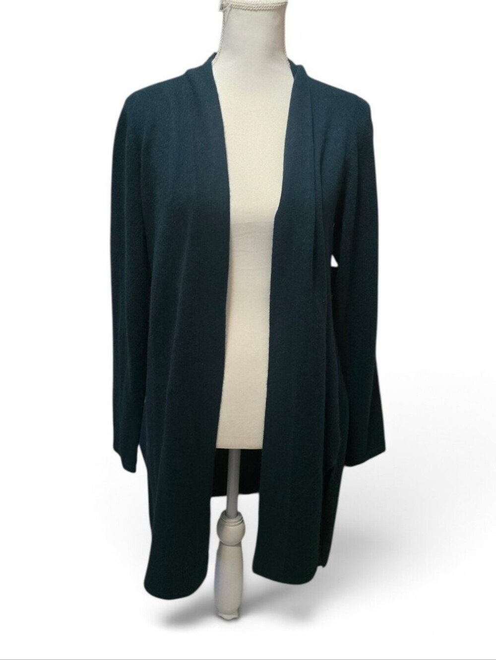 Open-Front Teal Cashmere Cardigan
